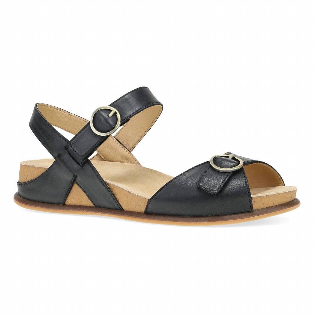 NEW DANSKO women's candace sandal in black burnished nappa
